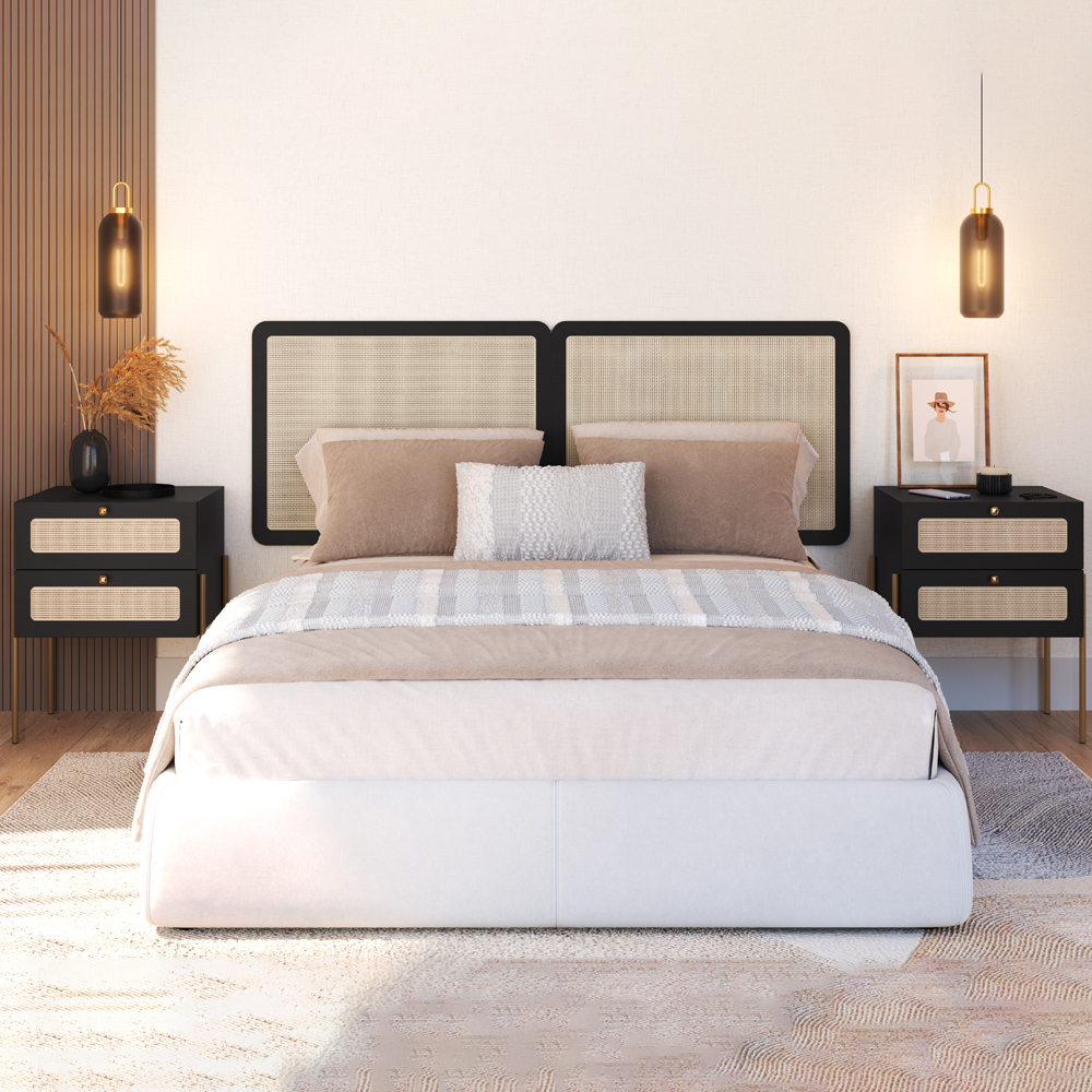 Cabeceira Casal 160 cm 02 Mesas Cabeceira Palinha 28978 Nero Dourado Artesano
