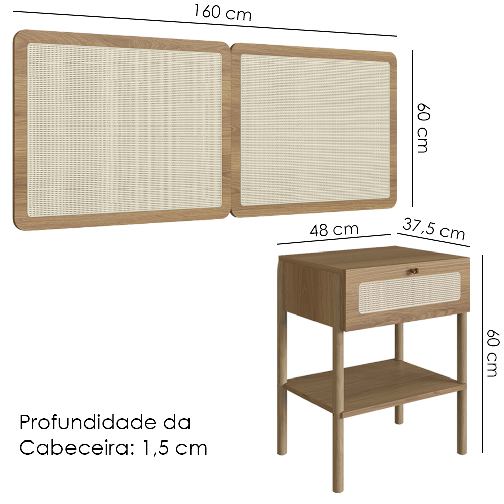 Cabeceira Casal e 2 Mesas Cabeceira Palinha 27977 Hanover Artesano
