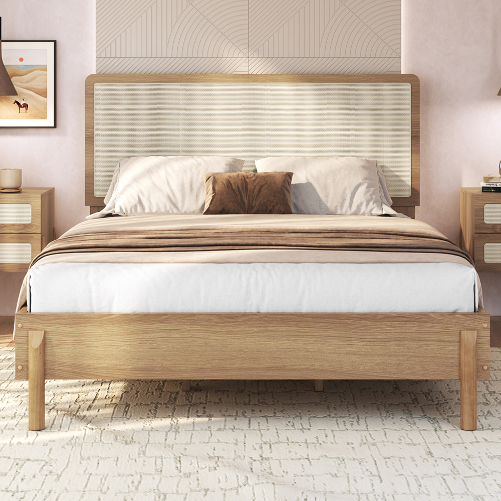 Cama Casal Palhinha Oslo 27055 Pes Madeira 152 cm Hanover Artesano