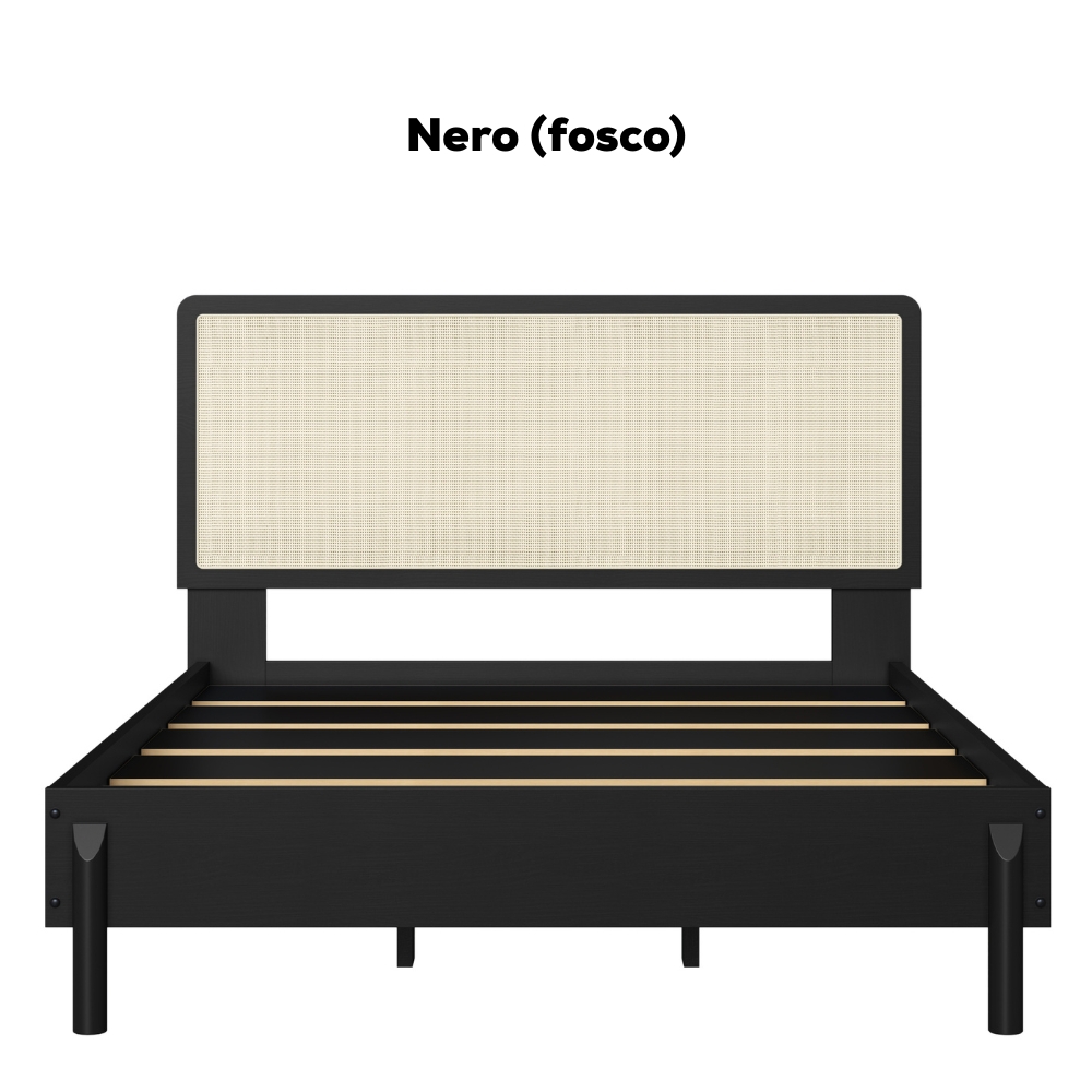 Cama Casal Palhinha Oslo 27055 Pes Madeira 152 cm Nero Artesano