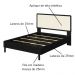 Cama Quenn Palhinha Oslo 27056 Pes Madeira 152 cm Nero Artesano