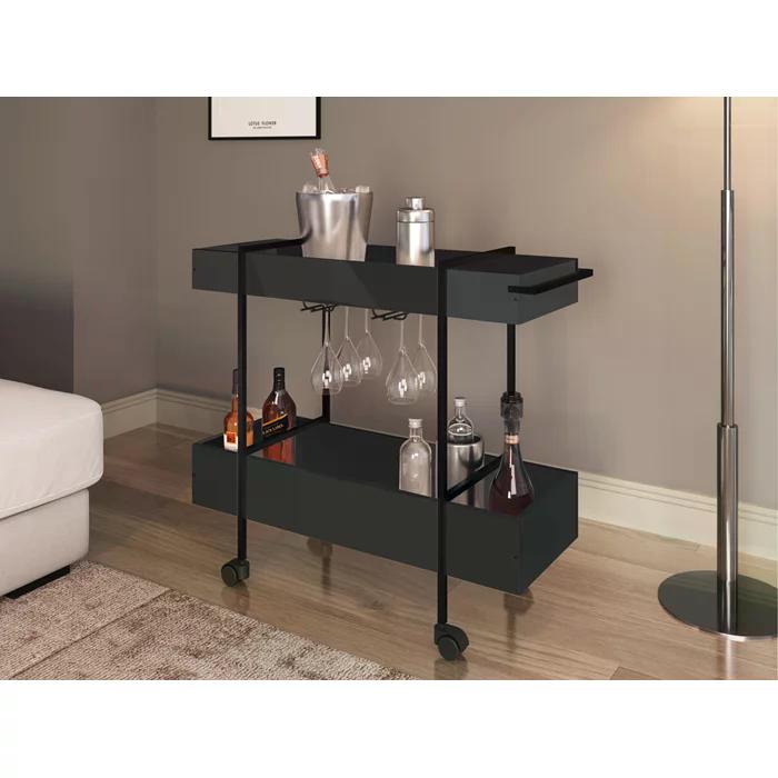 Carrinho Bar Com Rodizios 27813 Linha Complementos Preto Artesano