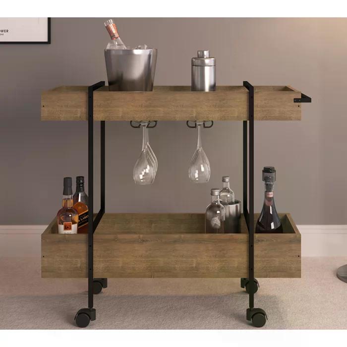 Carrinho Bar Com Rodizios 27813 Linha Complementos Preto Vermont Artesano