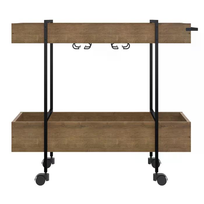 Carrinho Bar Com Rodizios 27813 Linha Complementos Preto Vermont Artesano