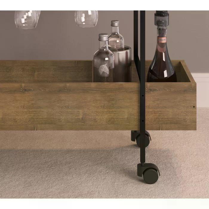 Carrinho Bar Com Rodizios 27813 Linha Complementos Preto Vermont Artesano