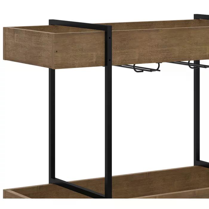 Carrinho Bar Com Rodizios 27813 Linha Complementos Preto Vermont Artesano