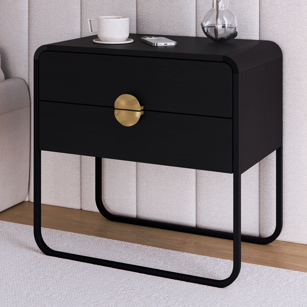 Comoda 02 Mesas de Cabeceira Organica Nero Preto Artesano