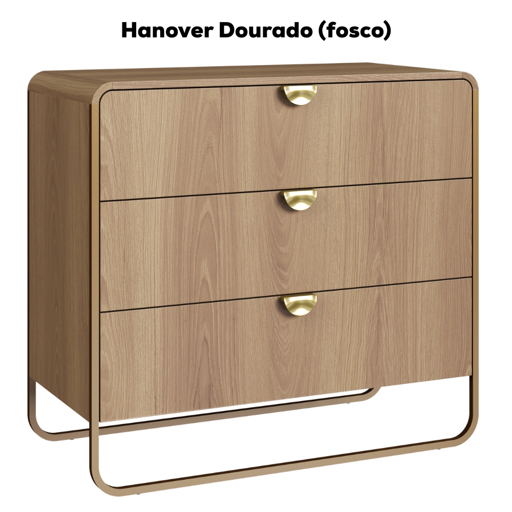 Comoda 3 Gavetas Organica 90 cm 28068 Hanover Dourado Artesano