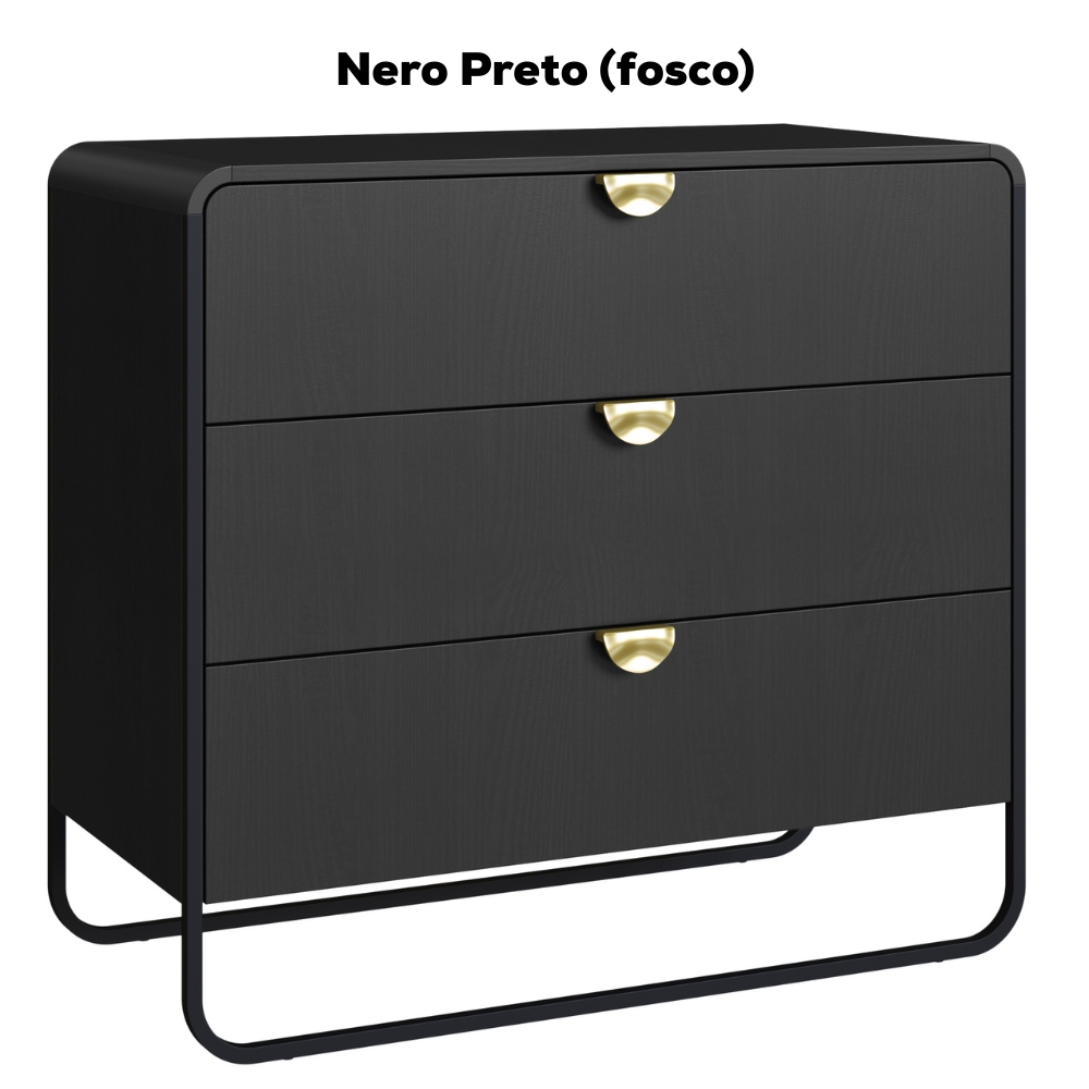 Comoda 3 Gavetas Organica 90 cm 28068 Nero Preto Artesano