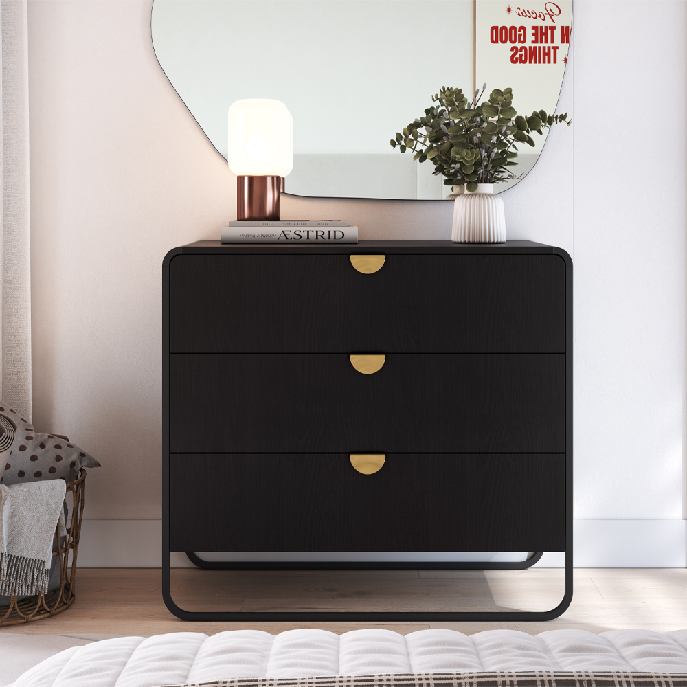 Comoda 3 Gavetas Organica 90 cm 28068 Nero Preto Artesano