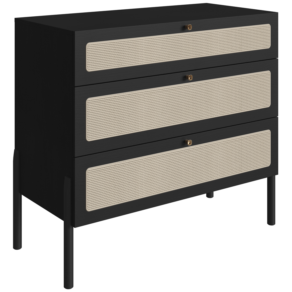 Comoda 3 Gv Corrediças Telesc Pes Madeira 27934 Oslo Nero Artesano
