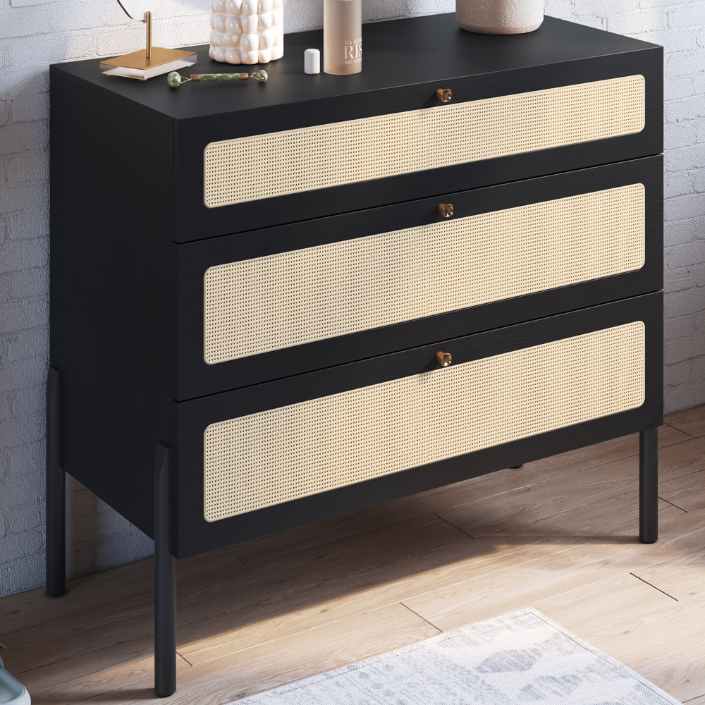 Comoda 3 Gv Corrediças Telesc Pes Madeira 27934 Oslo Nero Artesano