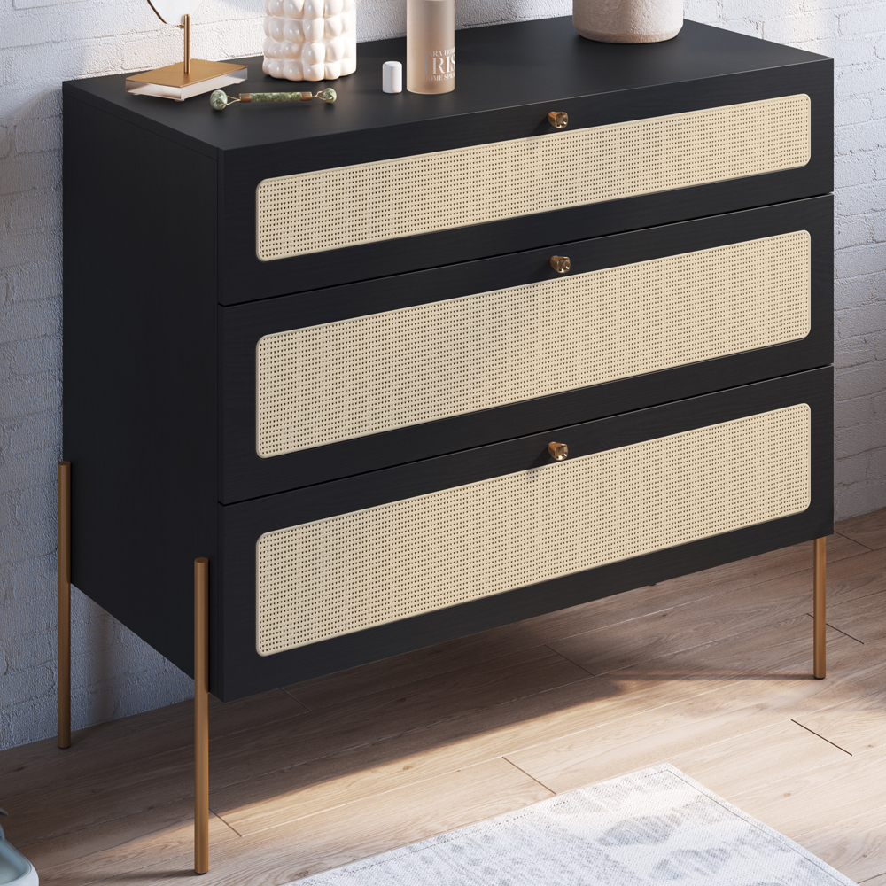 Comoda 3 Gv Corrediças Telesc Pes Metal Oslo 28934 Nero Artesano