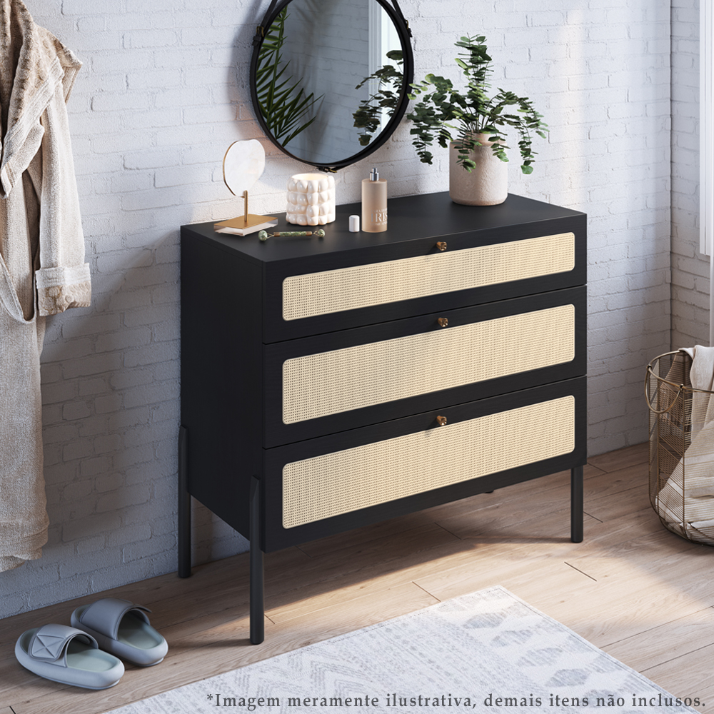 Comoda E 02 Mesas de Cabeceira Palhinha 27934x27933 Linha Oslo Nero Artesano