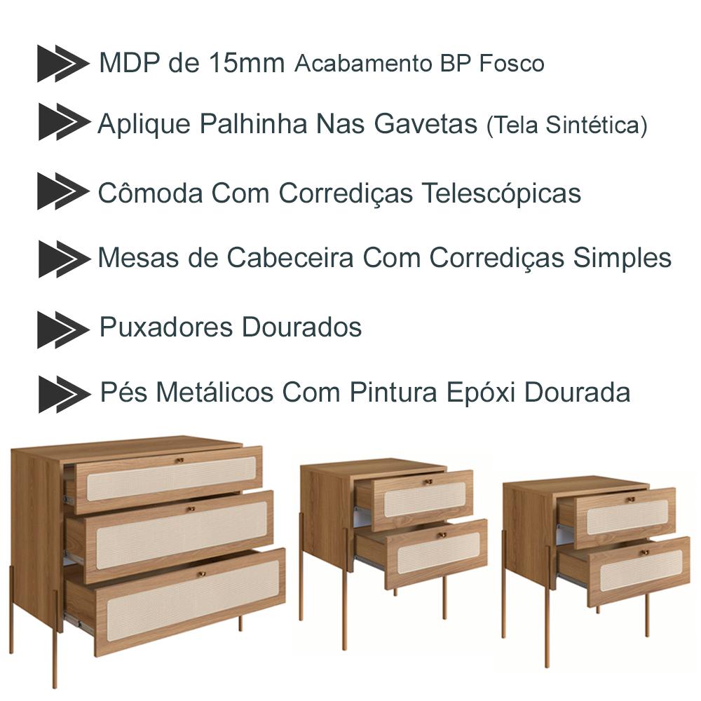 Comoda E 02 Mesas de Cabeceira Palhinha 28934x28933 Linha Oslo Hanover Artesano