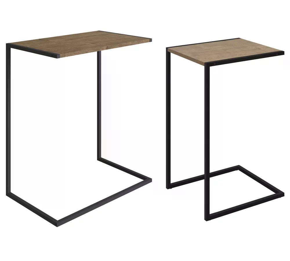 Conjunto 02 Mesas Laterais 27895 Linha Complementos Vermont Preto Fosco Artesano