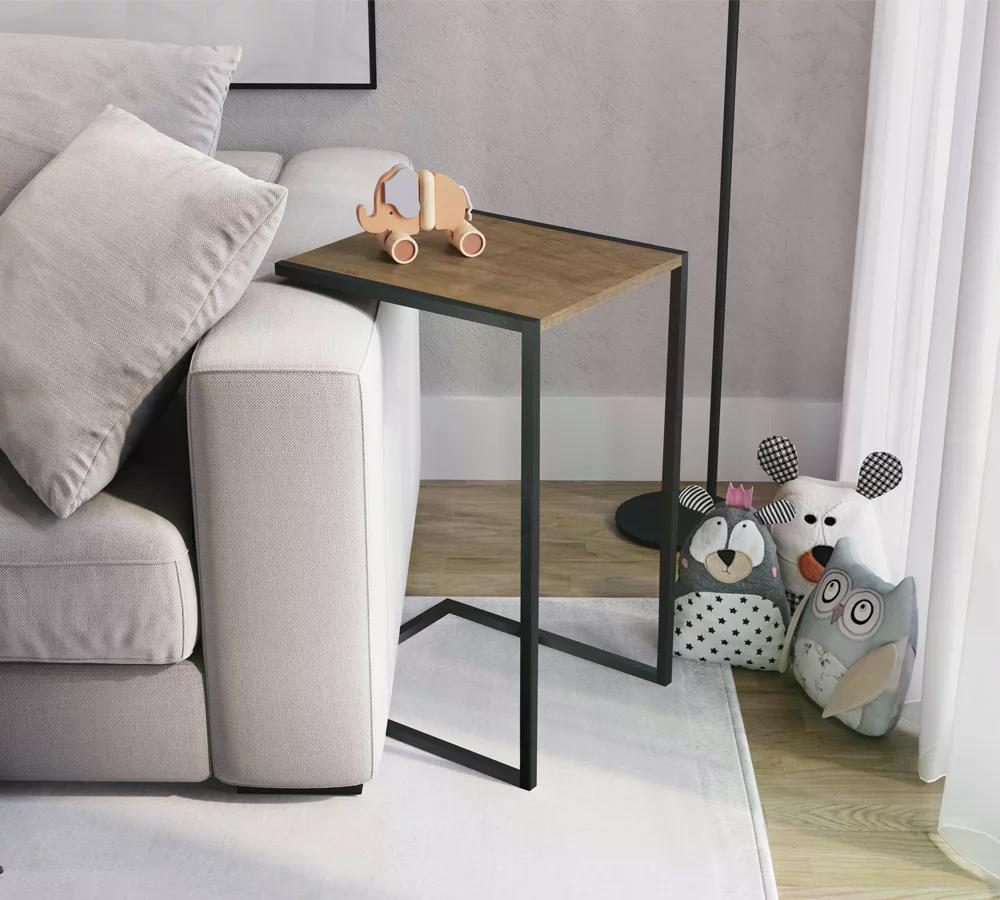 Conjunto 02 Mesas Laterais 27895 Linha Complementos Vermont Preto Fosco Artesano