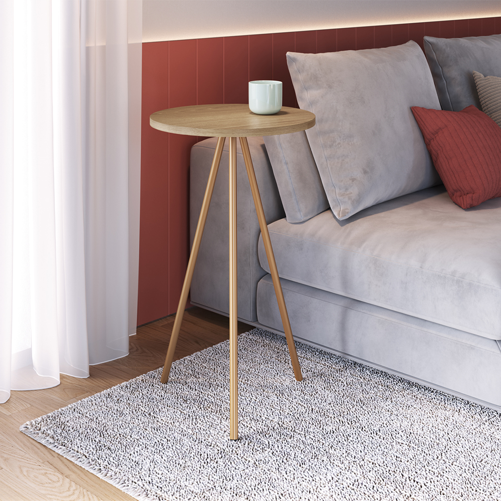 Conjunto 3 Mesas Laterais Sala Estar 27957 Hanover Dourado Artesano