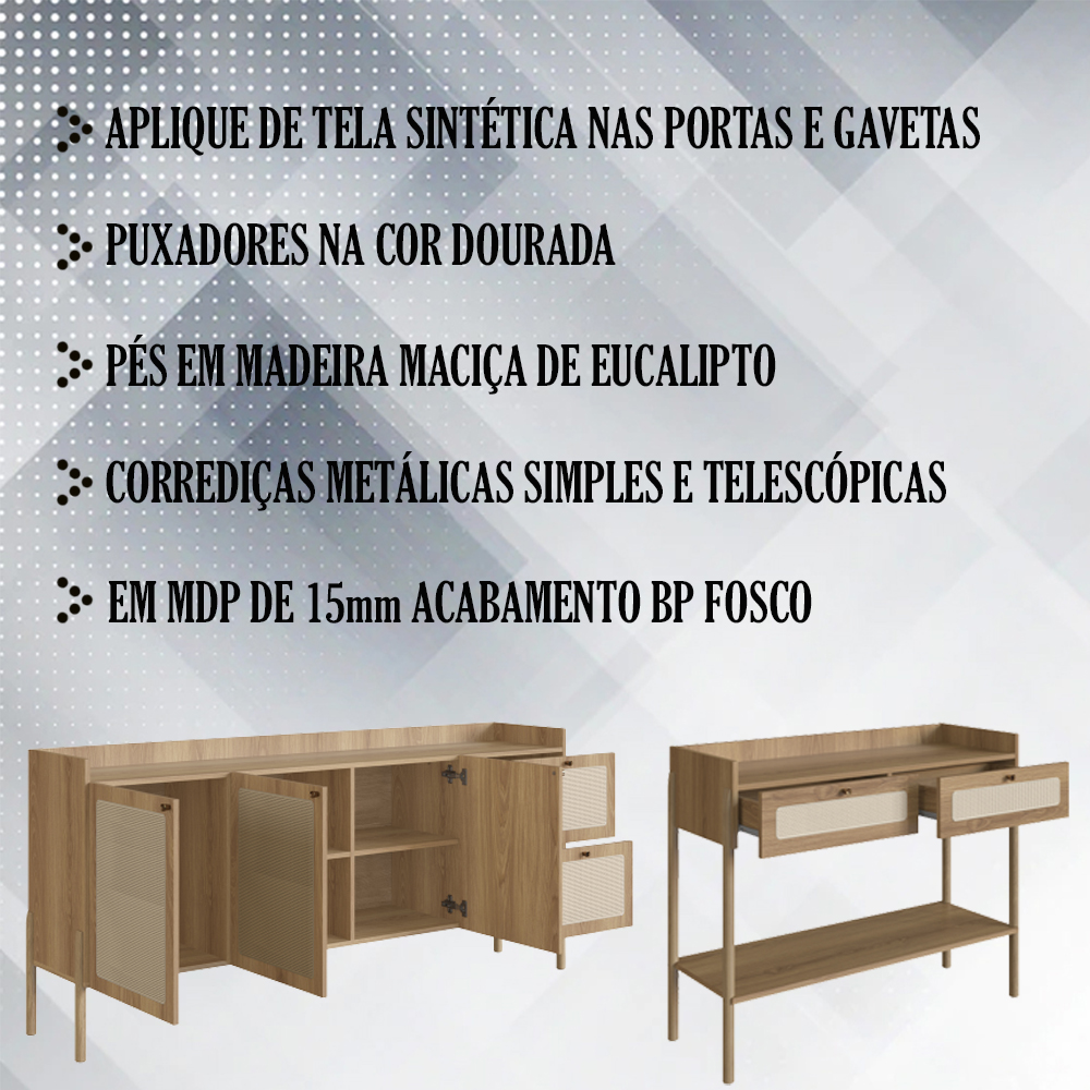 Conjunto Aparador E Buffet Palhinha 27936x27935 Linha Oslo Hanover Artesano