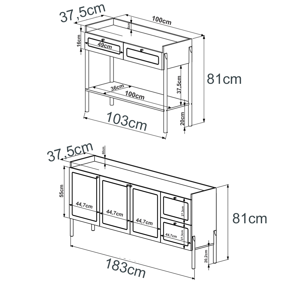 Conjunto Aparador E Buffet Palhinha 27936x27935 Linha Oslo Hanover Artesano