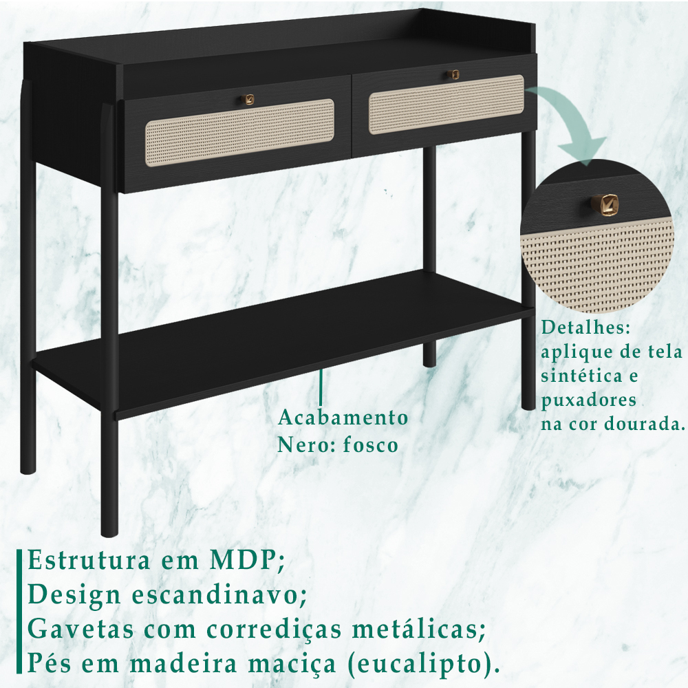 Conjunto Aparador E Buffet Palhinha 27936x27935 Linha Oslo Nero Artesano