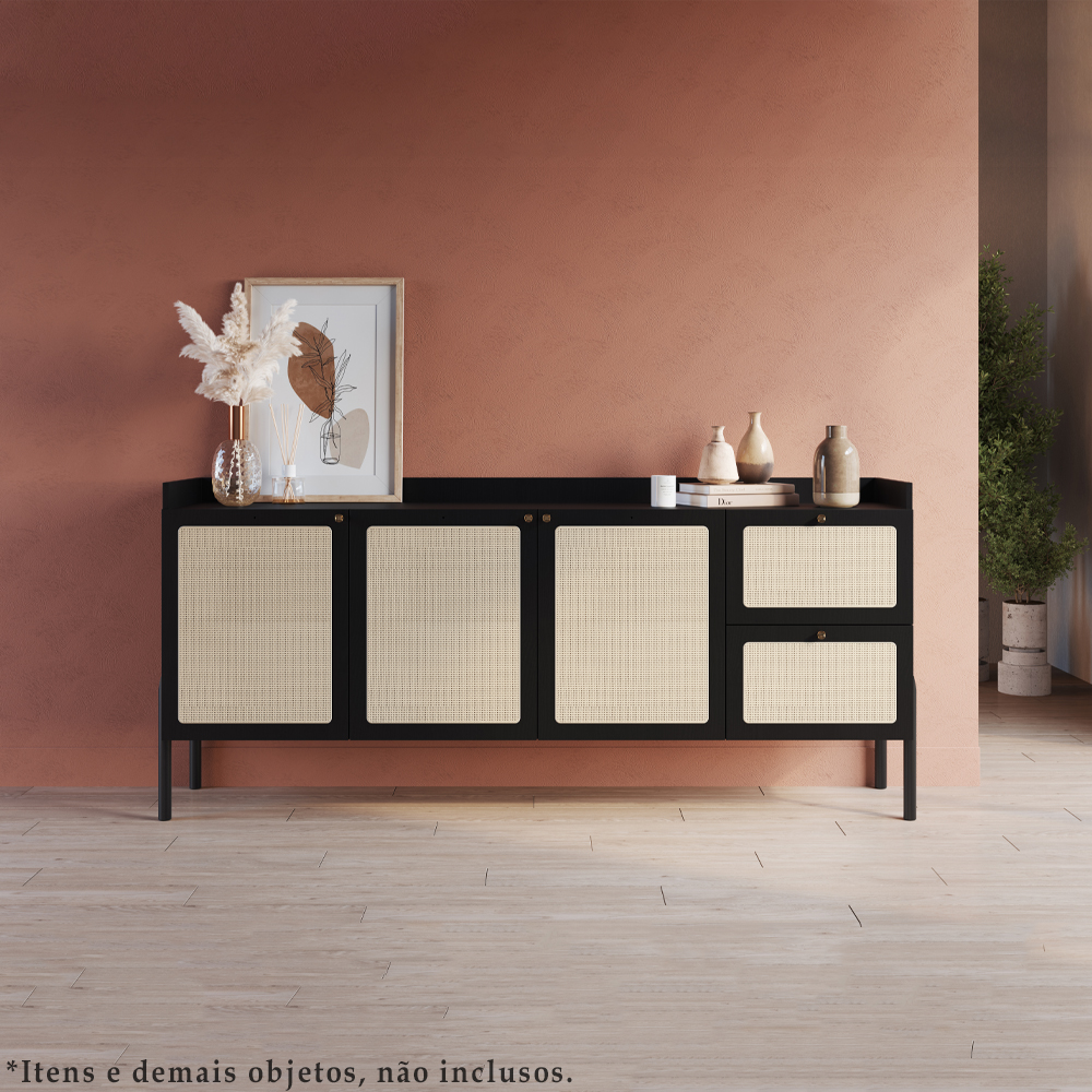 Conjunto Aparador E Buffet Palhinha 27936x27935 Linha Oslo Nero Artesano