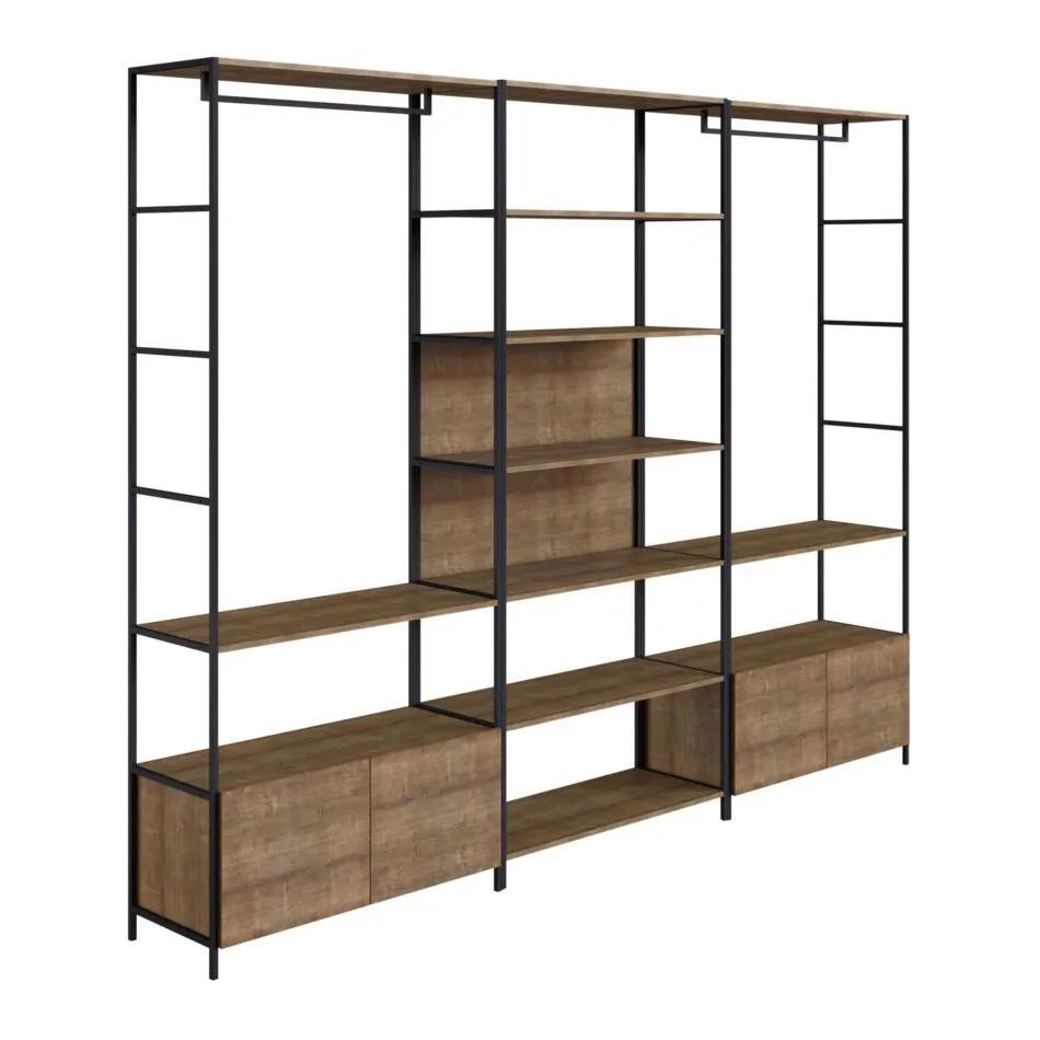 Conjunto De 3 Estantes Guarda Roupa P/ Closet 4 Gavetas E 1 Mesa Lateral