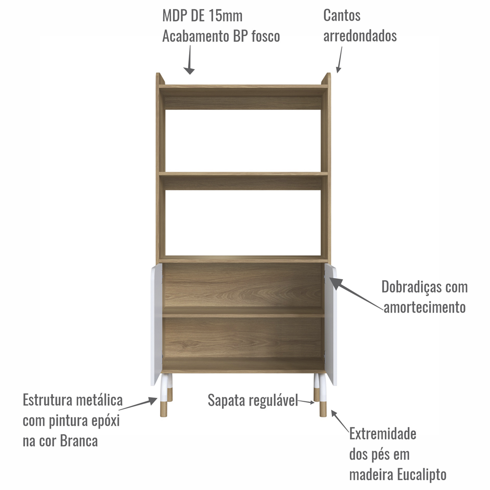 Conjunto Escritório Home Officie 3 Peças 28000X27996X27998 Branco Hanover Artesano