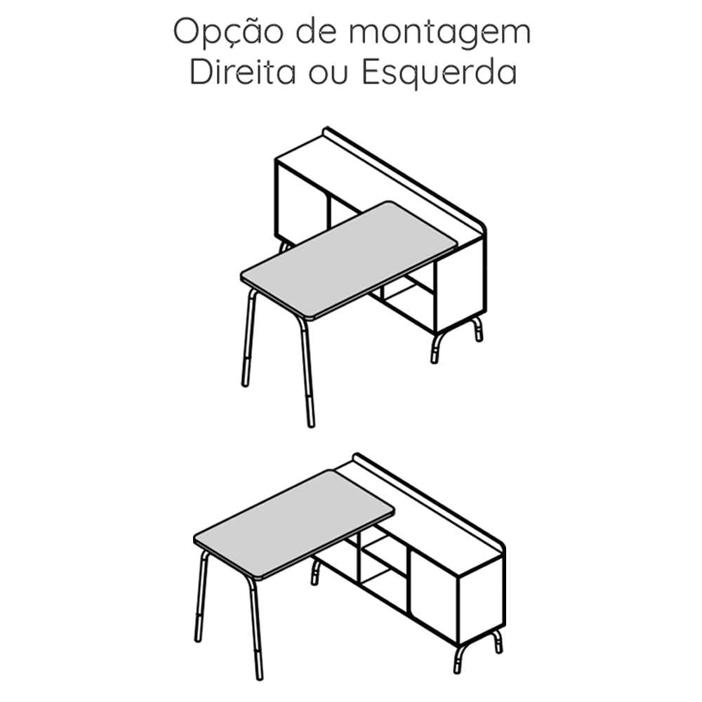 Conjunto Escritório Mesa L Gaveteiro 28003X27998 Hanover Preto Artesano