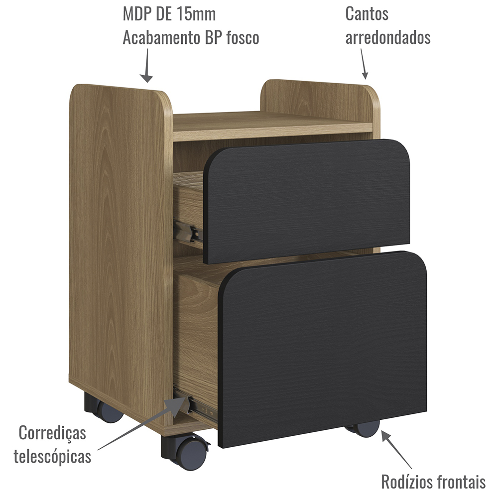 Conjunto Escritorio Home Office 2 Peças 27988X27998 Branco Hanover Artesano