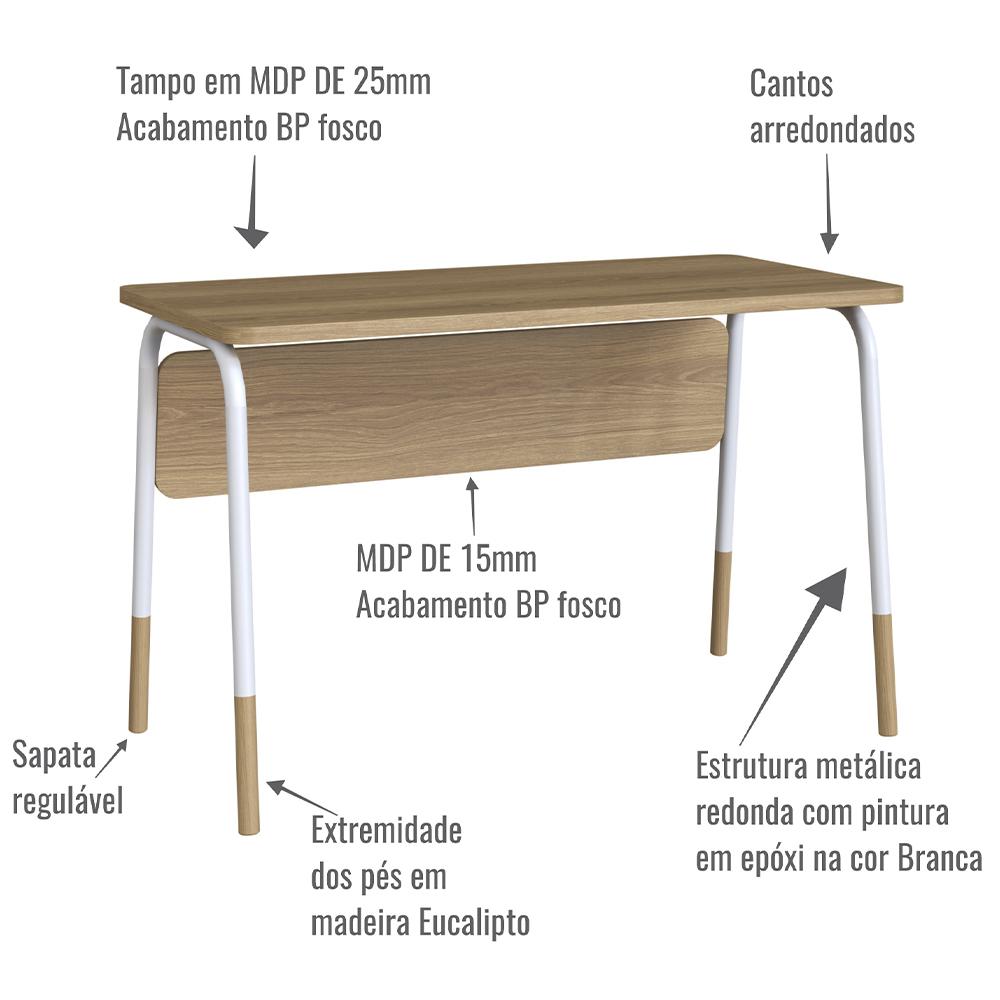 Conjunto Escritorio Home Office 2 Peças 27989X27998 Branco Hanover Artesano