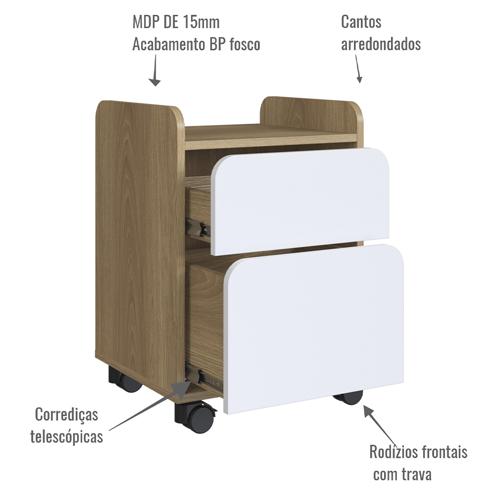 Conjunto Escritorio Home Office 2 Peças 27989X27998 Branco Hanover Artesano