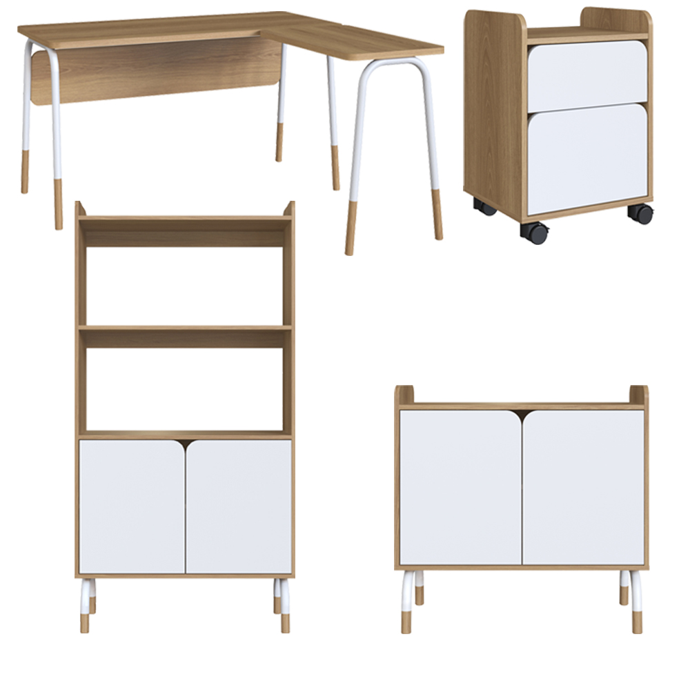 Conjunto Escritorio Office 4 Peças 28001X96X97X98 Hanover Branco Artesano