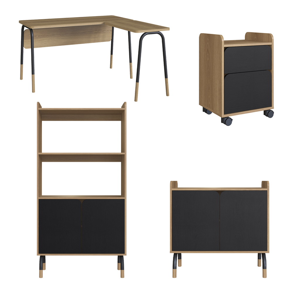 Conjunto Escritorio Office 4 Peças 28001X96X97X98 Hanover Nero Artesano