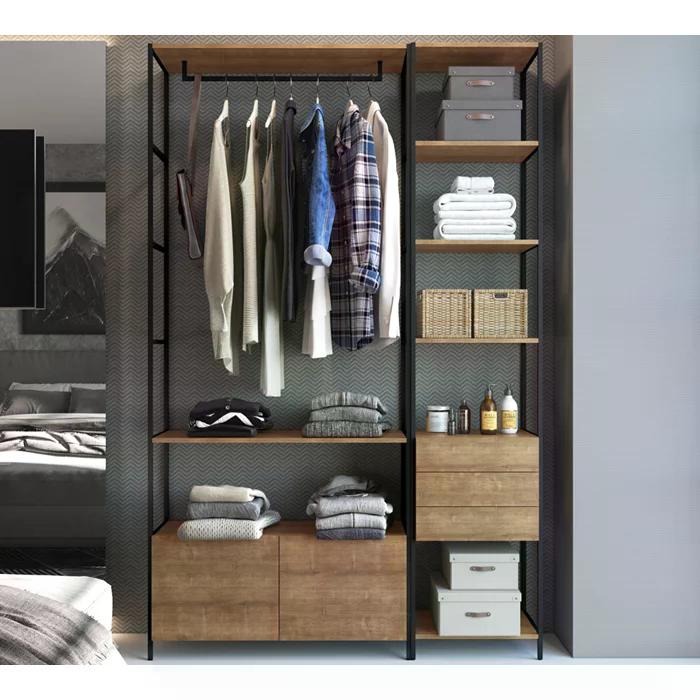 Conjunto Estantes Para Closet Steel Quadra 27801 Vermont Preto Fosco Artesano
