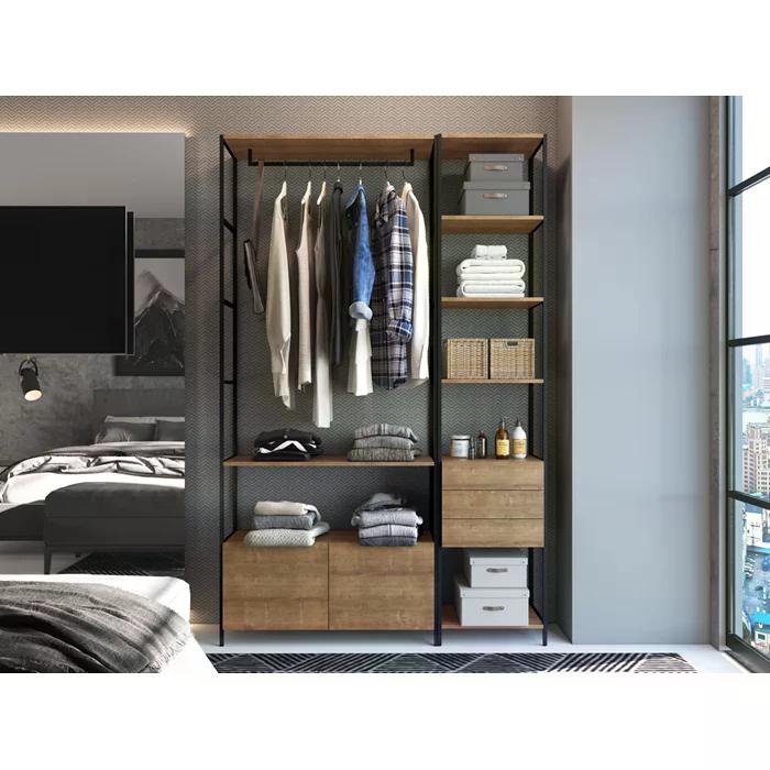 Conjunto Estantes Para Closet Steel Quadra 27801 Vermont Preto Fosco Artesano