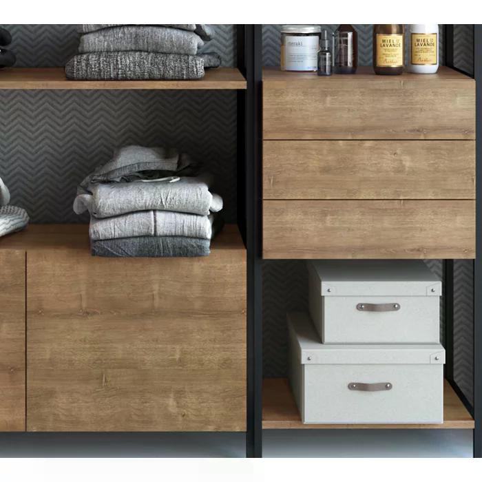 Conjunto Estantes Para Closet Steel Quadra 27801 Vermont Preto Fosco Artesano
