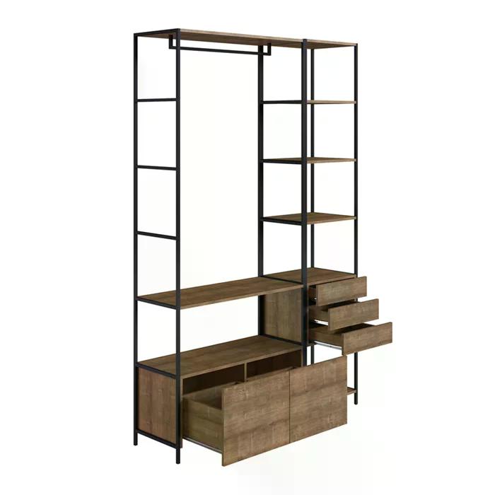 Conjunto Estantes Para Closet Steel Quadra 27801 Vermont Preto Fosco Artesano