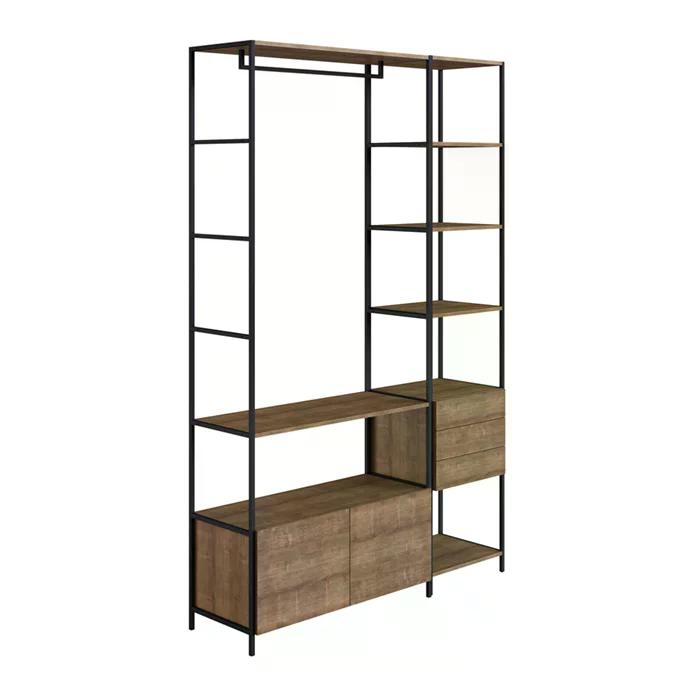 Conjunto Estantes Para Closet Steel Quadra 27801 Vermont Preto Fosco Artesano