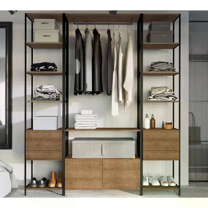 Conjunto Estantes Para Closet Steel Quadra 27802 Vermont Preto Fosco Artesano
