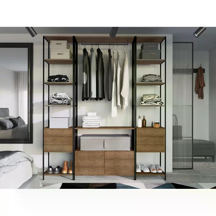 Conjunto Estantes Para Closet Steel Quadra 27802 Vermont Preto Fosco Artesano