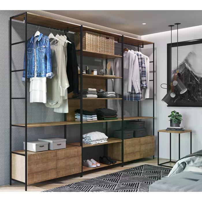 Conjunto Estantes Para Closet Steel Quadra 27803 Vermont Preto Fosco Artesano