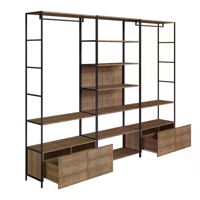 Conjunto Estantes Para Closet Steel Quadra 27803 Vermont Preto Fosco Artesano