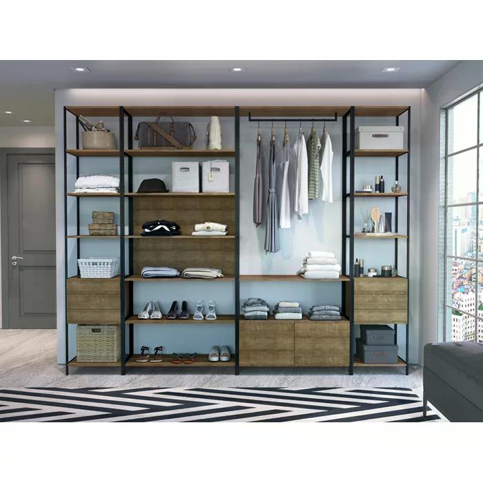Conjunto Estantes Para Closet Steel Quadra 27804 Vermont Preto Fosco Artesano