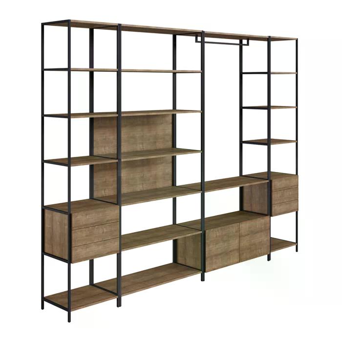 Conjunto Estantes Para Closet Steel Quadra 27804 Vermont Preto Fosco Artesano