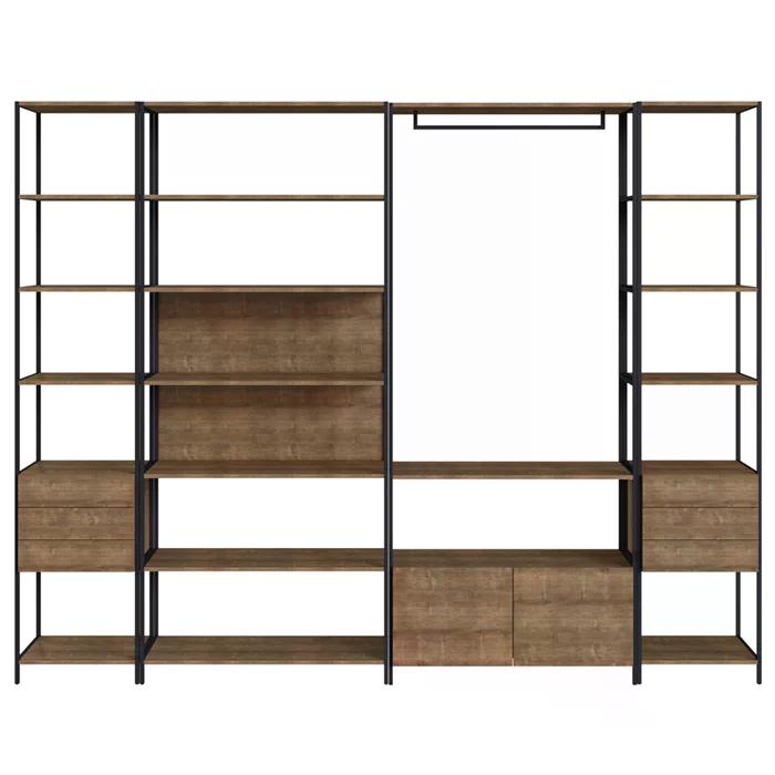 Conjunto Estantes Para Closet Steel Quadra 27804 Vermont Preto Fosco Artesano