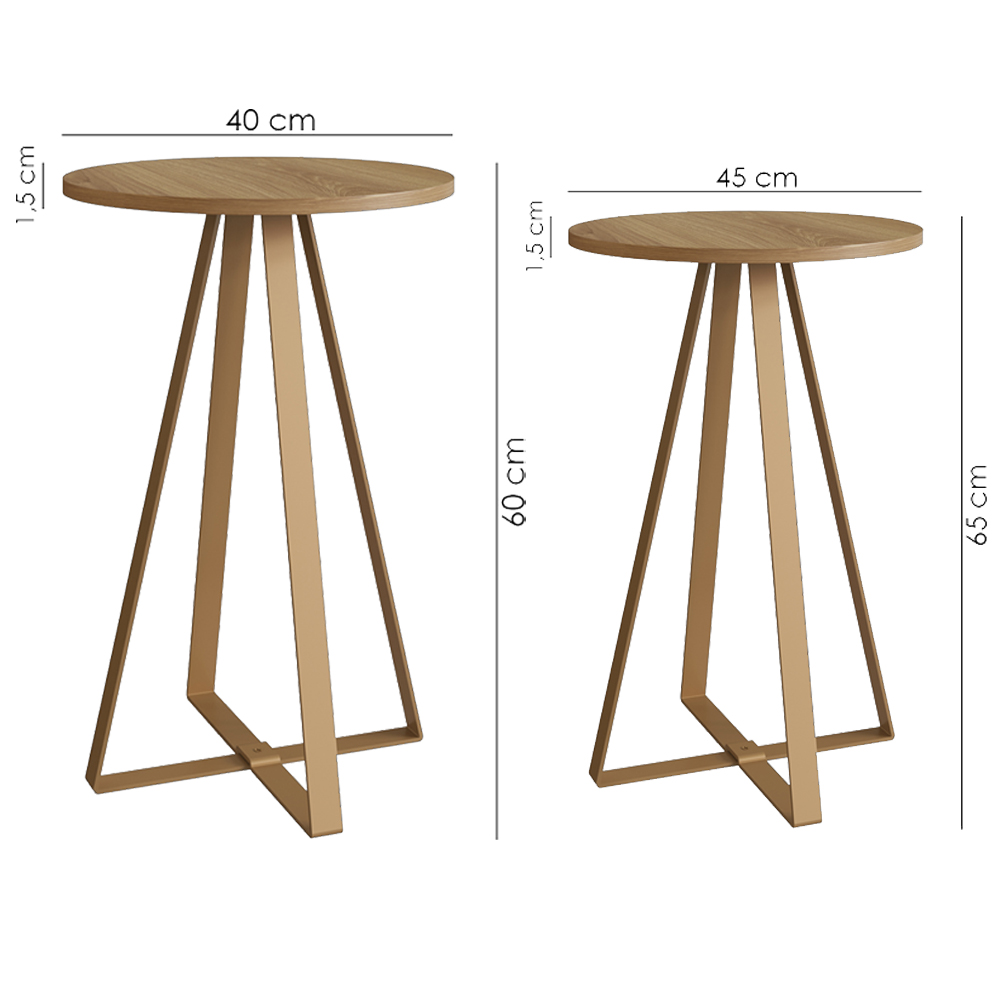 Conjunto Mesa De Centro Sala De Estar 27959 Hanover Dourado Artesano