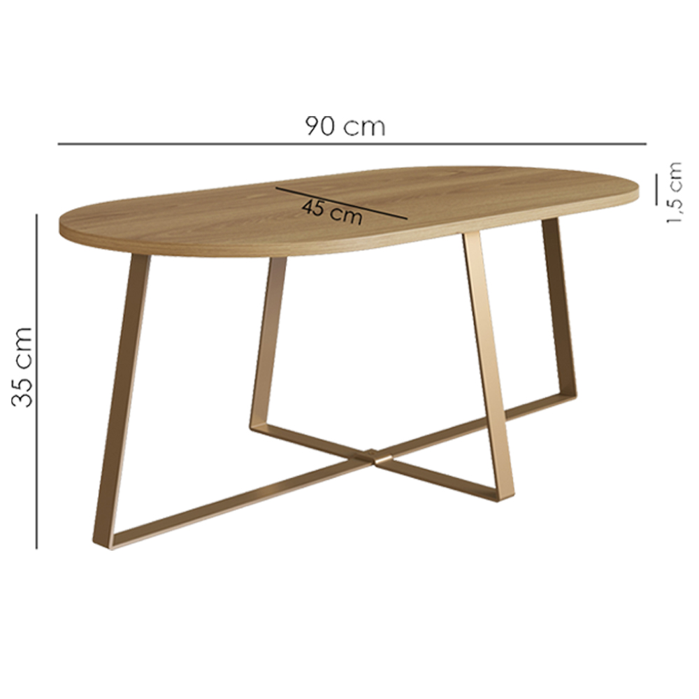 Conjunto Mesa De Centro Sala De Estar 27959 Hanover Dourado Artesano