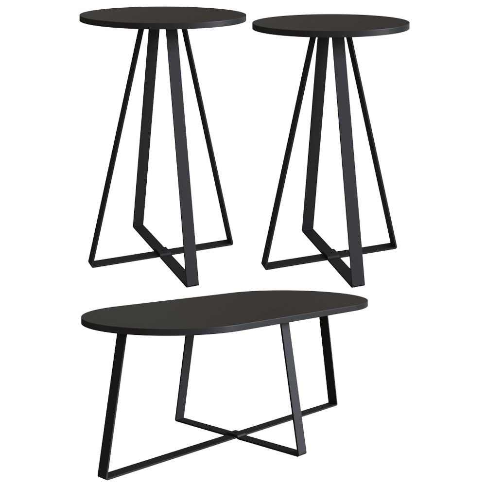 Conjunto Mesa De Centro Sala De Estar 27959 Preto Artesano