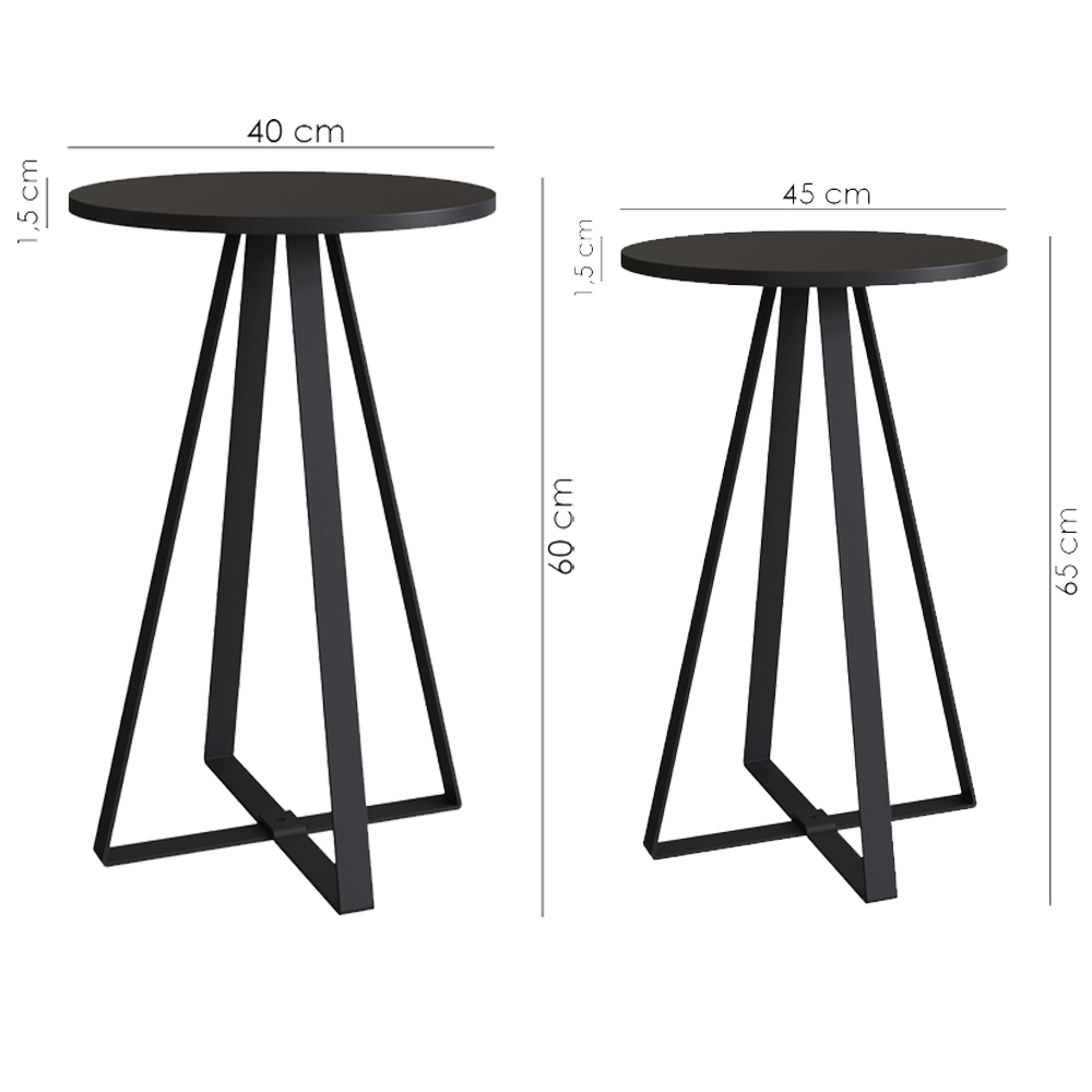 Conjunto Mesa De Centro Sala De Estar 27959 Preto Artesano
